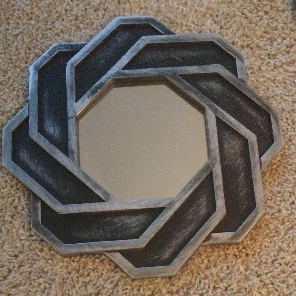 Modern Black and Silver Wall Mirror Set